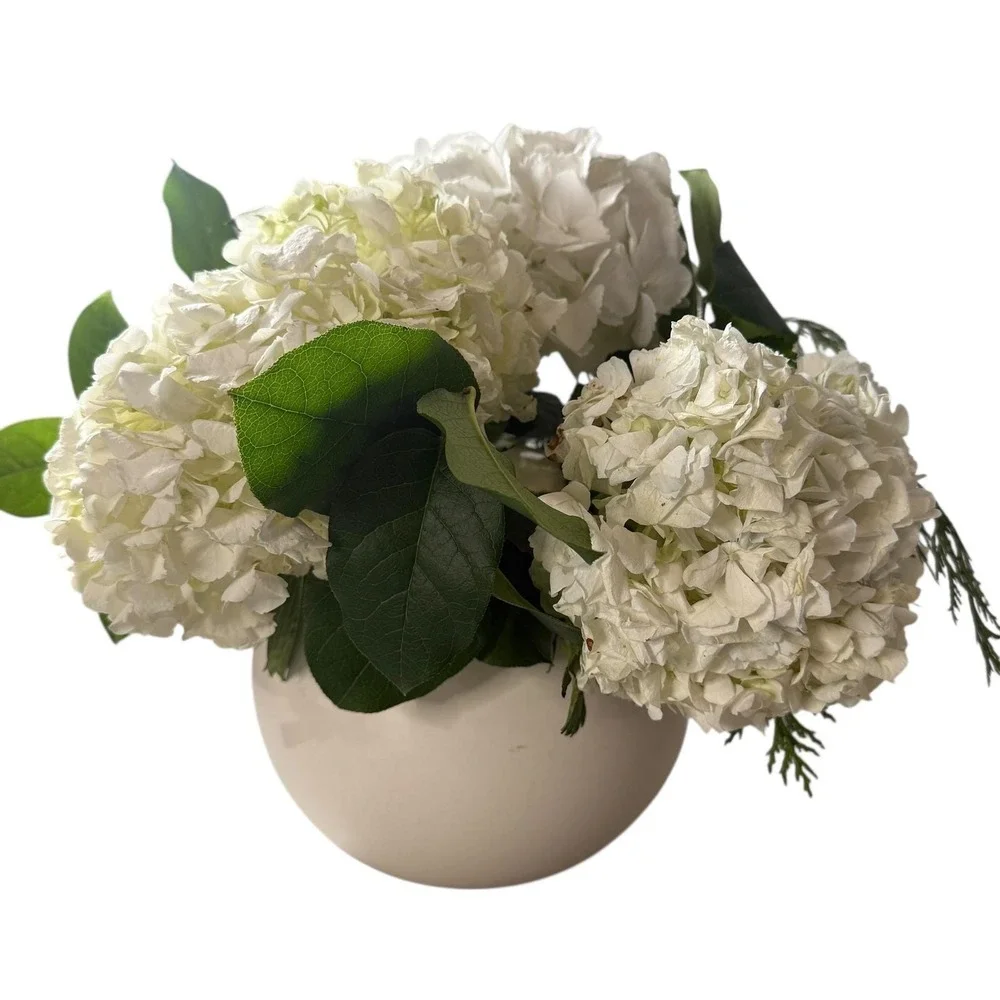 VTG 1970s Michael Lax Flower Frog Vase Hyalyn Hi Line White‎ Ceramic Sphere Orb